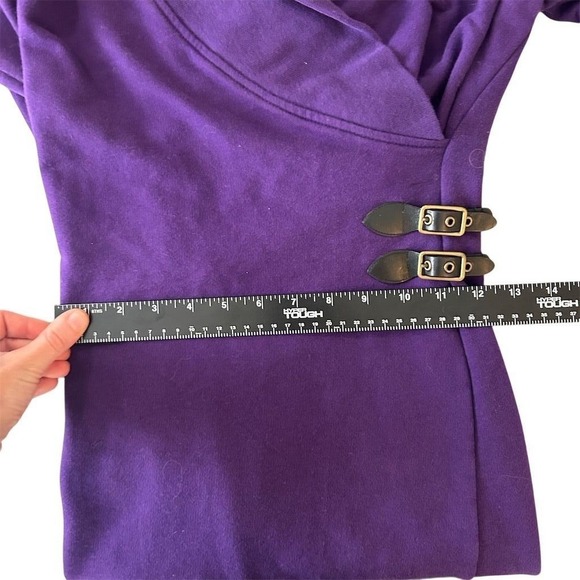 Lauren Jeans Co Ralph Lauren Petite Purple Shawl Collar Buckle Dress Women PS - Picture 6 of 9